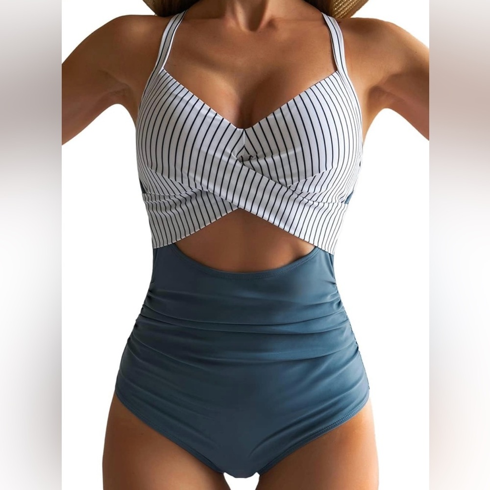 Striped Cutout One-Piece Swimsuit